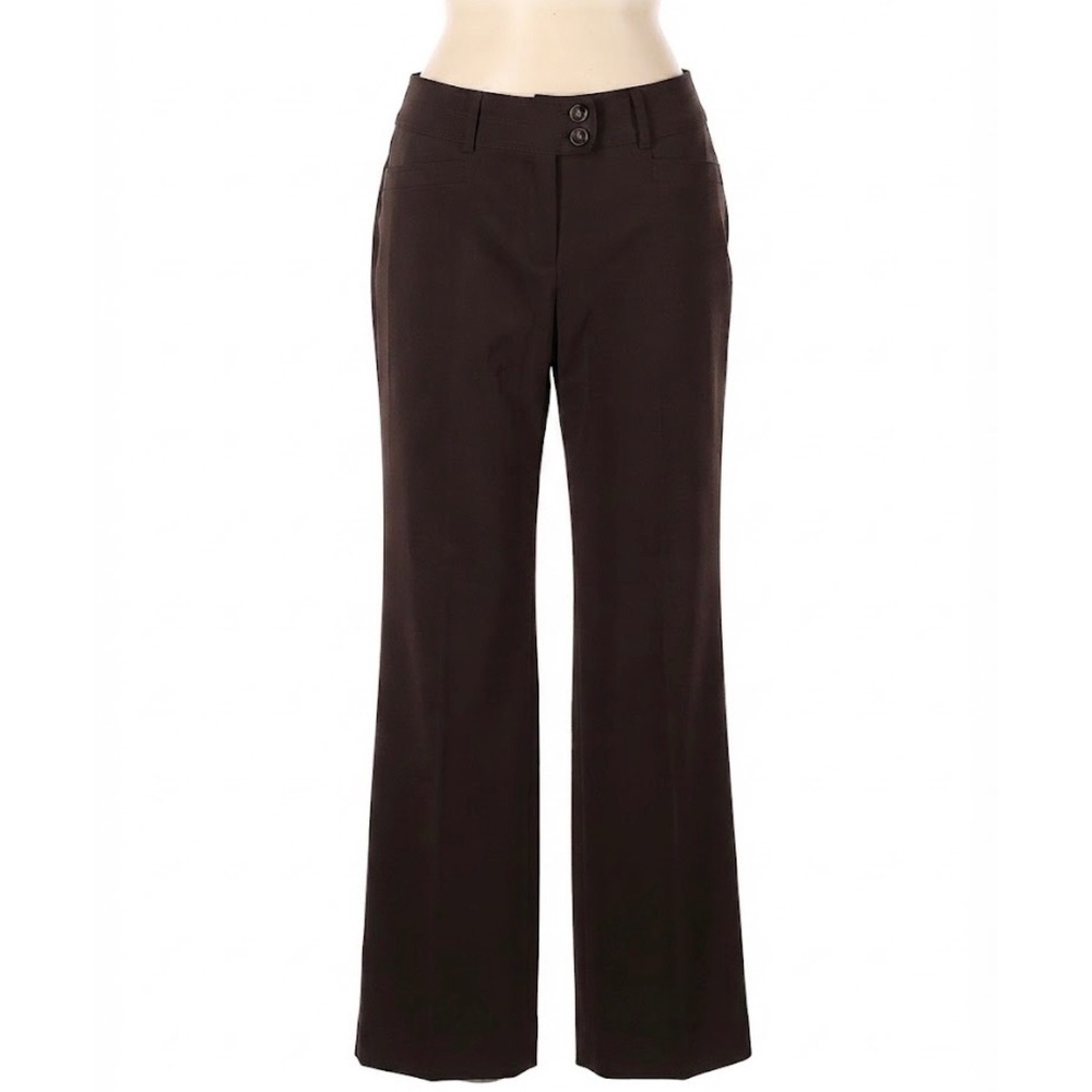 Dressbarn Womens Brown Wide Leg Dress Pants Petite Size 6P Office Trousers